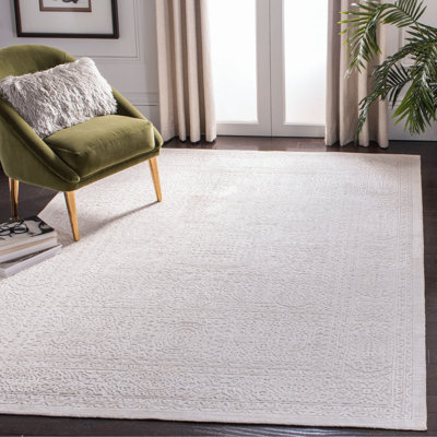 Bladon Hand Loomed Viscose/Cotton Oriental Rug in Ivory