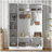 79'' Tall Modern Hall Tree with Shoe Storage, 4-in-1 Entryway Bench with 6 Cabinets, 4 Coat Hooks & Adjustable Shelf for Hallway, living room, White-1030041040