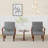 Set of 2 Fabric Upholstered Accent Armchairs with Round Wooden Dining Table-1502372859
