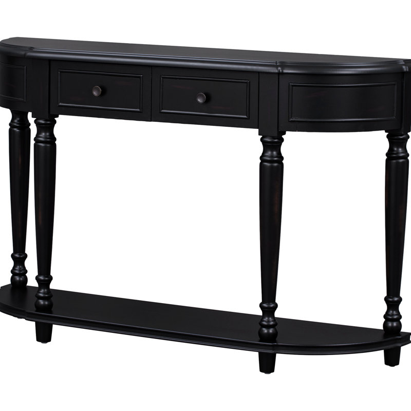 Console en bois massif 33,52 po Brence, Noir, Noir