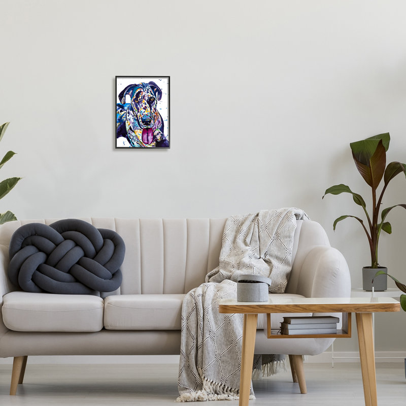 «Abstract Dog Modern Pet Portrait», impression, Giclée encadrée noir minuit, H 14 po x l 11 po x P 1,5 po
