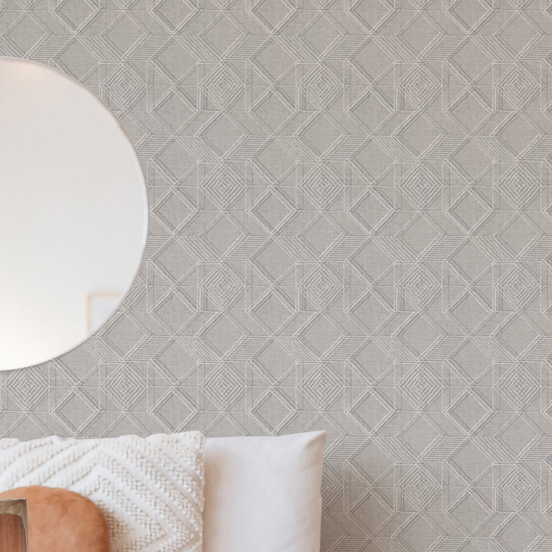 Rouleau de papier peint l 33 pi x l 20,5 po treillis Mya, Gris