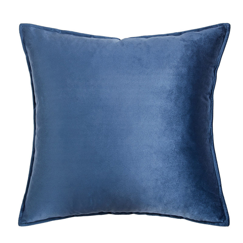 Square Velvet Pillow Cover & Insert, Dark Blue, 22"H x 22"W