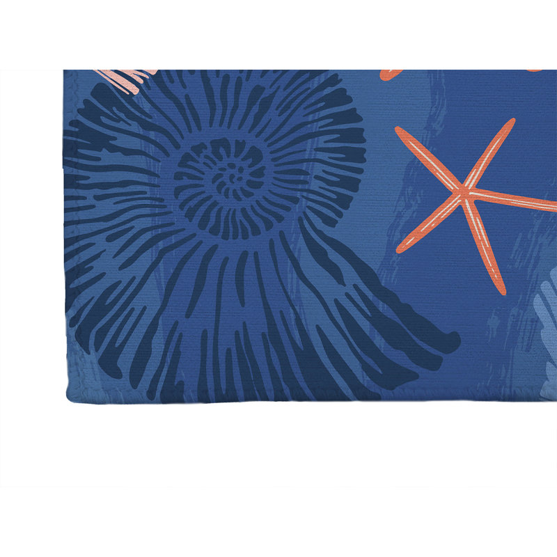 Tapis de cuisine antidérapant Starfish, Rectangulaire 3 pi x 5 pi, Marine