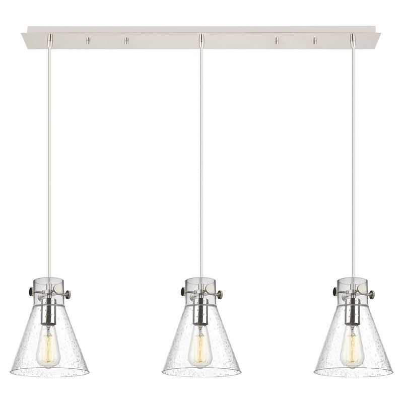Luminaire suspendu 3 lumières Amrith, Bullé, Nickel poli
