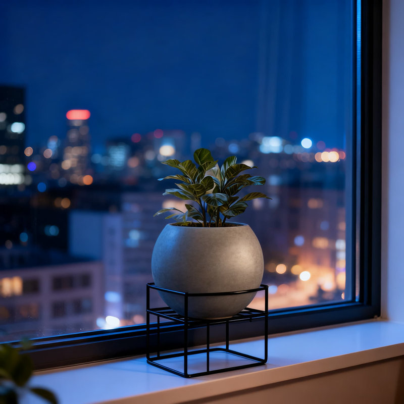 Pot à fleurs en béton avec système de drainage Modern Sphere Modern