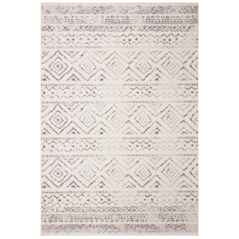 Tapis ivoire / gris Rentschler Southwestern, Rectangle 5 pi 3 po x 7 pi 6 po