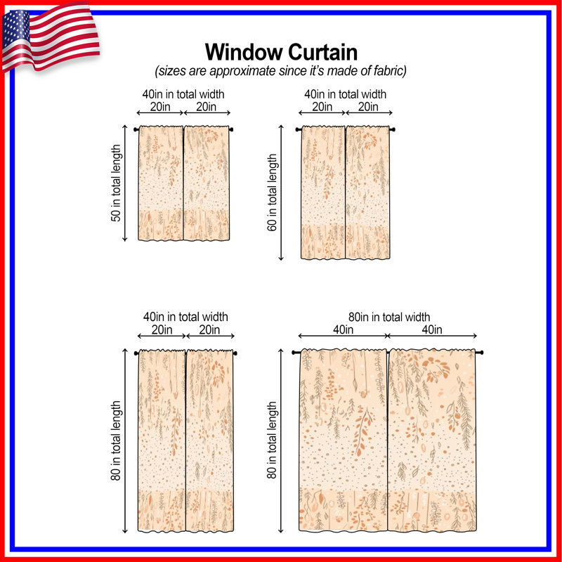 Motif de rideaux de fenêtre à motif floral transparent et obscurcissant - 2 panneaux, 20 po x 60 po - 2 panneaux, Transparent