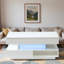 Table basse à plateau relevable avec compartiment caché, 2 tiroirs de rangement et lumières DEL réglables-695377234