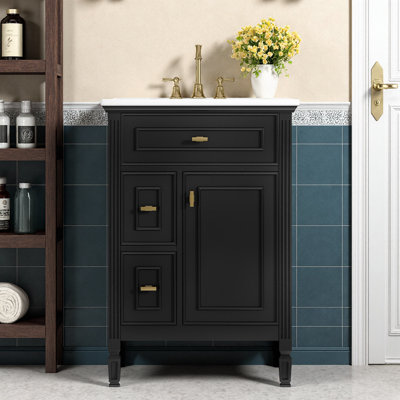 Meuble-lavabo 24 po noir avec tiroir