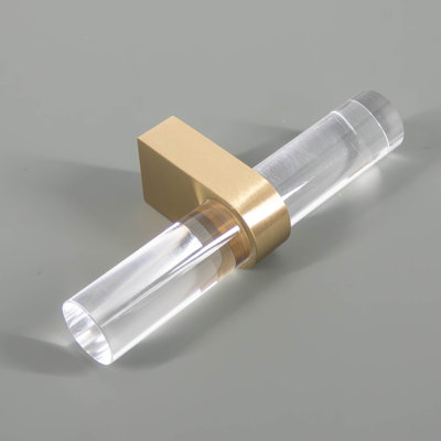 Modern Acrylic And Brass Cabinet T-Bar Knob