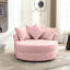 Fauteuil demi-tonneau pivotant à 360 ° avec repose-pieds avec rangement et 4 coussins, fauteuil de loisirs moderne en chenille pour salon