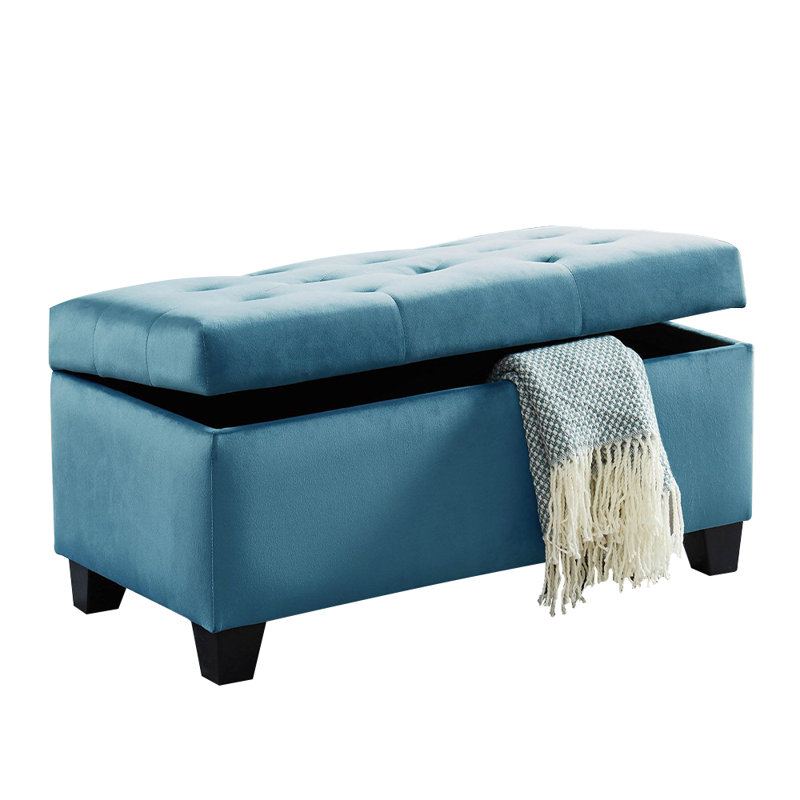 Banc de rangement / repose-pieds bleu Silas