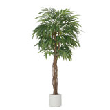 67" Artificial Faux Weeping Fig Tree in a  Resin Planter Real Touch Fake Ficus Benjamina Tree