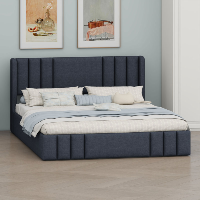 Structure de lit tapissier Elegant, Grand lit, Gris