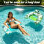 2 Pack Inflatable Pool Lounge Chairs with Built-in Cup Holders, Floating Pool Float Chairs in Green & Blue, Relaxing Water Loungers for Swimming Pool Beach Lake Summer Holiday