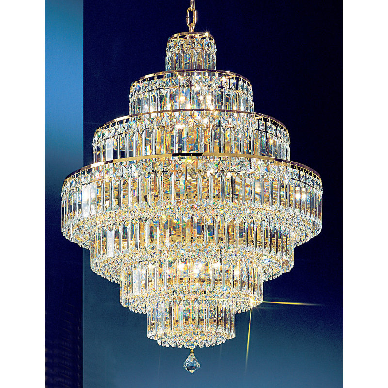 Lustre 18 lumières Ambassador, Crystalique Plus, Plaqué en or 24 carats