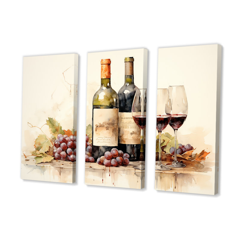 Nebbiolo Nuance - Ensemble d'art mural sur toile vin, H 32 po x l 48 po x P 1 po