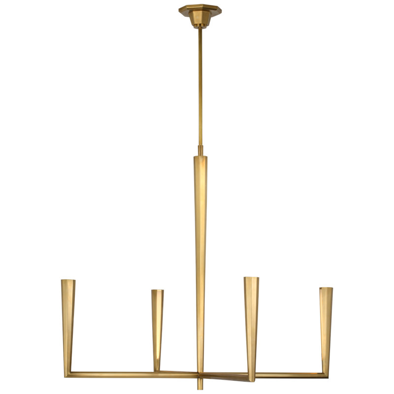 Thomas O'Brien Galahad Small Chandelier, Hand-Rubbed Antique Brass, 69.5" H x 26" W x 26" D