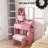 3-Color LED Vanity Mirror with Stool, Dressing Table for Bedroom, 2 Drawers & 5 Storage Cabinets, Adjustable Lighting-1099075800