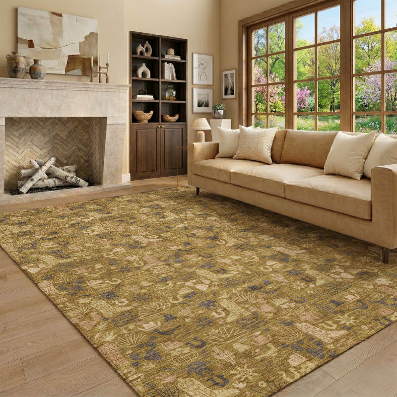 Tapis de qualité supérieure lavable à la machine Villers AMF2613, Noyer, 9 pi x 12 pi