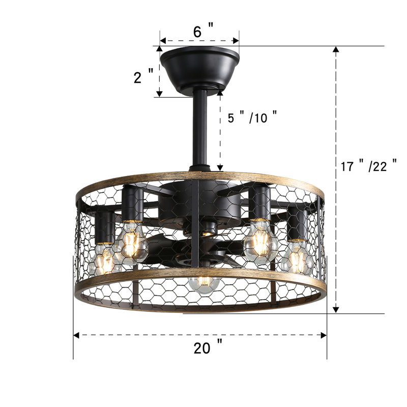 Ventilateur de plafond industriel 20 pouces avec télécommande - 7 pales ABS, moteur à courant continu, minuterie 1H / 4H / 8H
