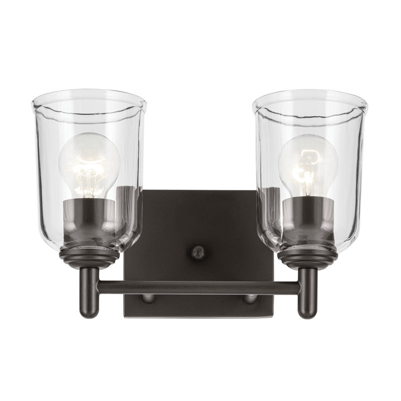 12.5" 2-Light Vanity Light with Clear Glass, Bronze
