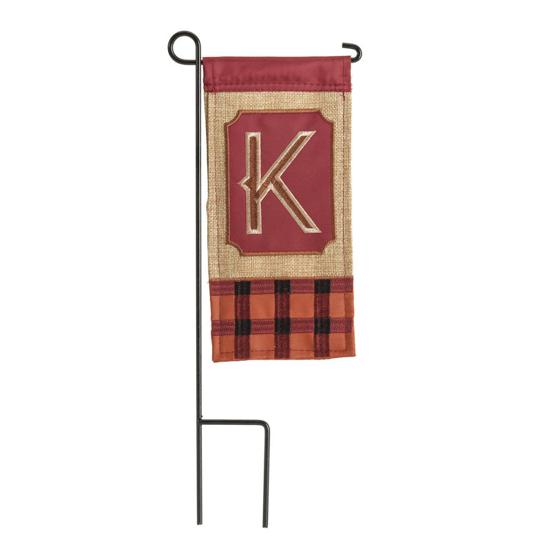 Mini drapeau monogramme de toile de jute d'automne 4 x 8,5, K