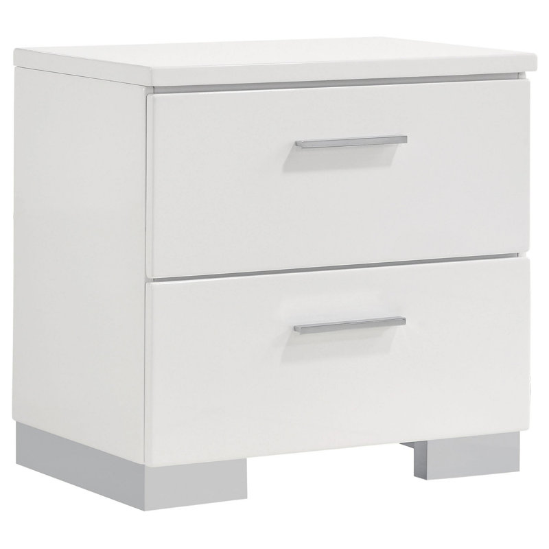 Ensemble de chambre à coucher pour lit simple 4 pièces Sok, blanc moderne, tête de lit tapissier à DEL, Blanc / Chrome