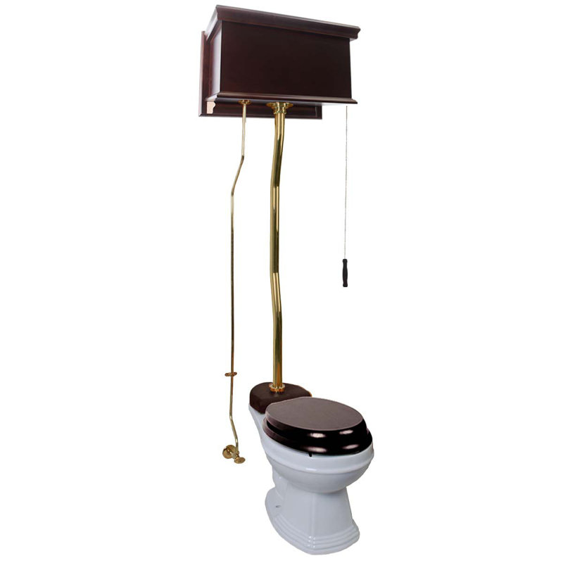 Toilette suspendue murale 1,6 GPF (siège non inclus), Chêne foncé / blanc / or