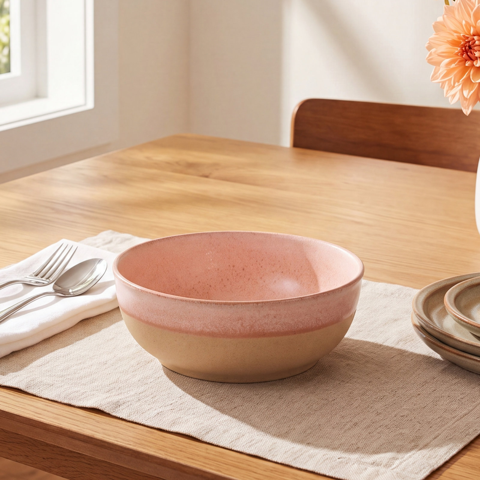 Arenito Stoneware Cereal Bowl, Mauve Rose