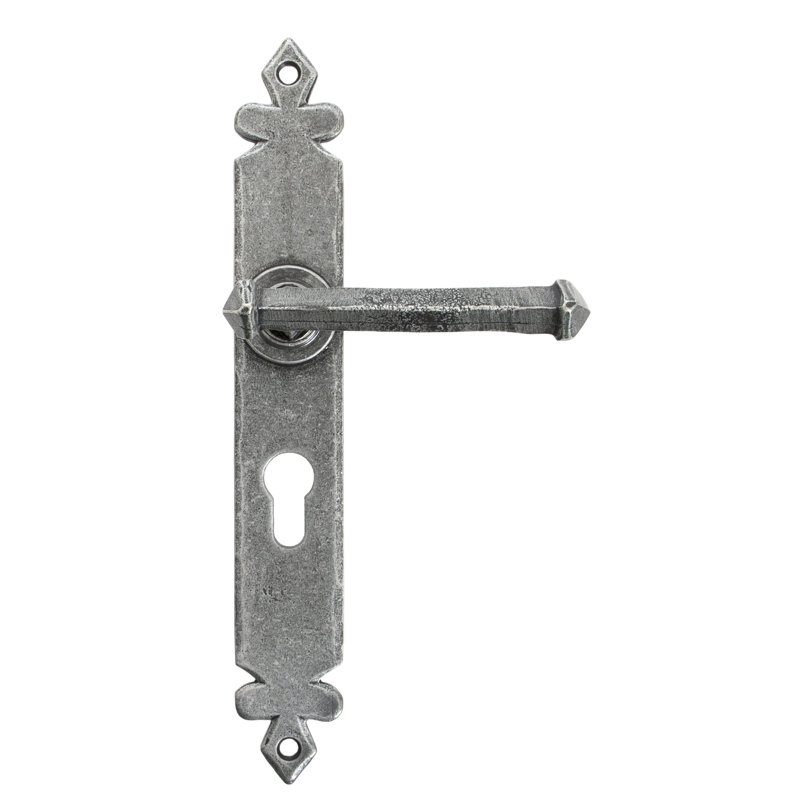 Tudor Lock Door Handle, Pewter Patina