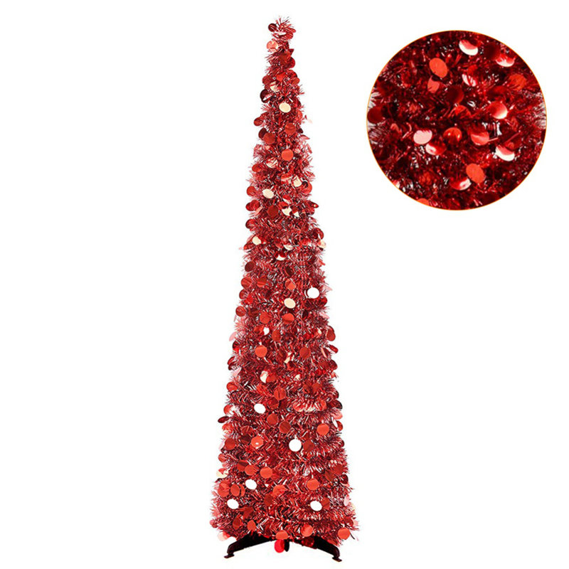 Arbre de Noël 60 po Tinsel, Rouge