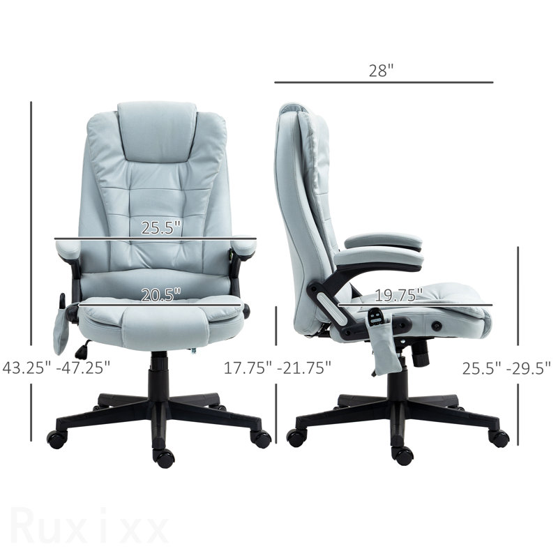 Fauteuil de bureau en microfibre de massage, fauteuil de bureau de massage vibrant, avec dossier chauffant et inclinable