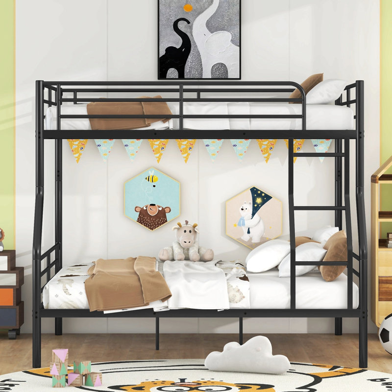 Full Xl Over Queen Metal Bunk Bed, Black