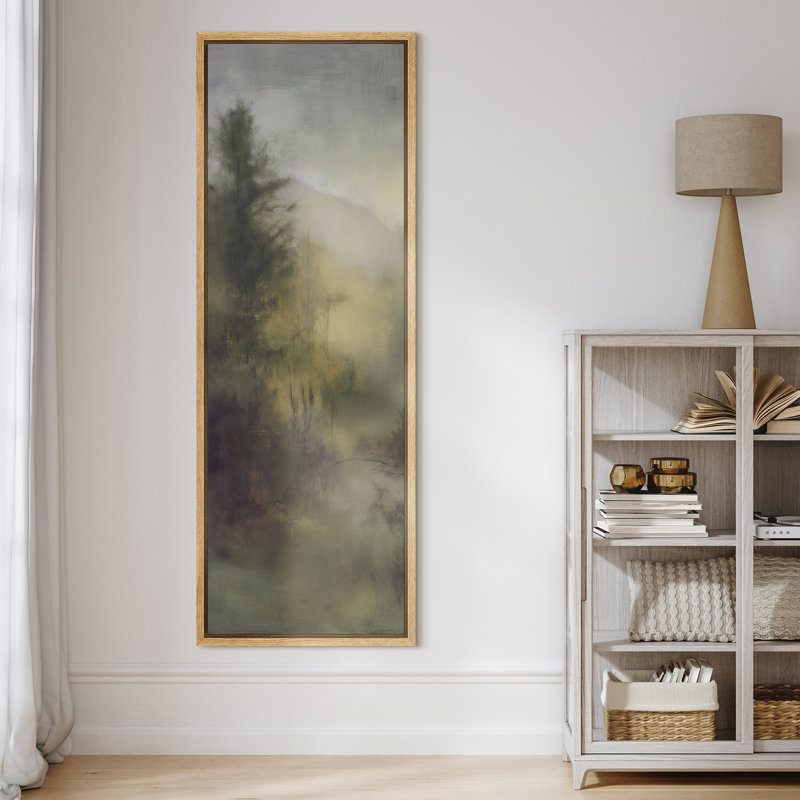 «Misty Forest Path Green Landscape Art», reproduction d'art sur toile encadrée, Naturel, H 60 po x l 20 po x P 1,5 po