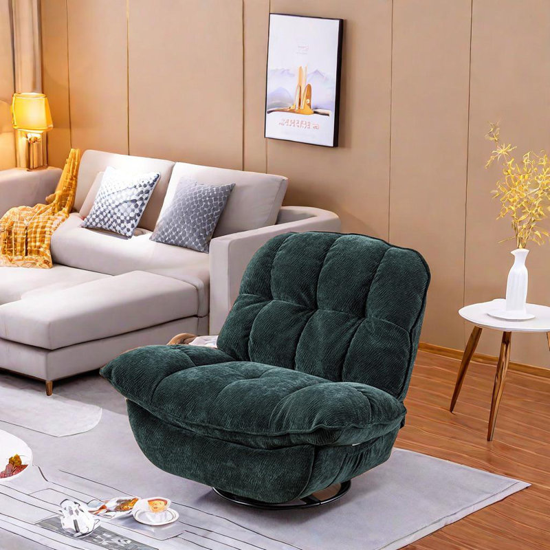 Mindil Upholstered Swivel Recliner, Olive