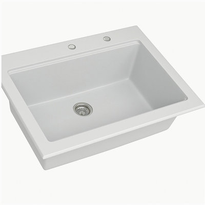 Quartz Kitchen Sink - White granite composite Workstation Drop-in kitchen sink 30"x22"x10"