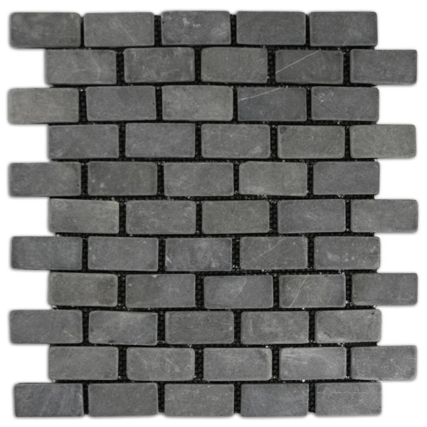 Gambia 1" x 2" Natural Stone Mosaic Tile in Gray Mesh Backed Waterproof Matte Finish 1 Sq Ft
