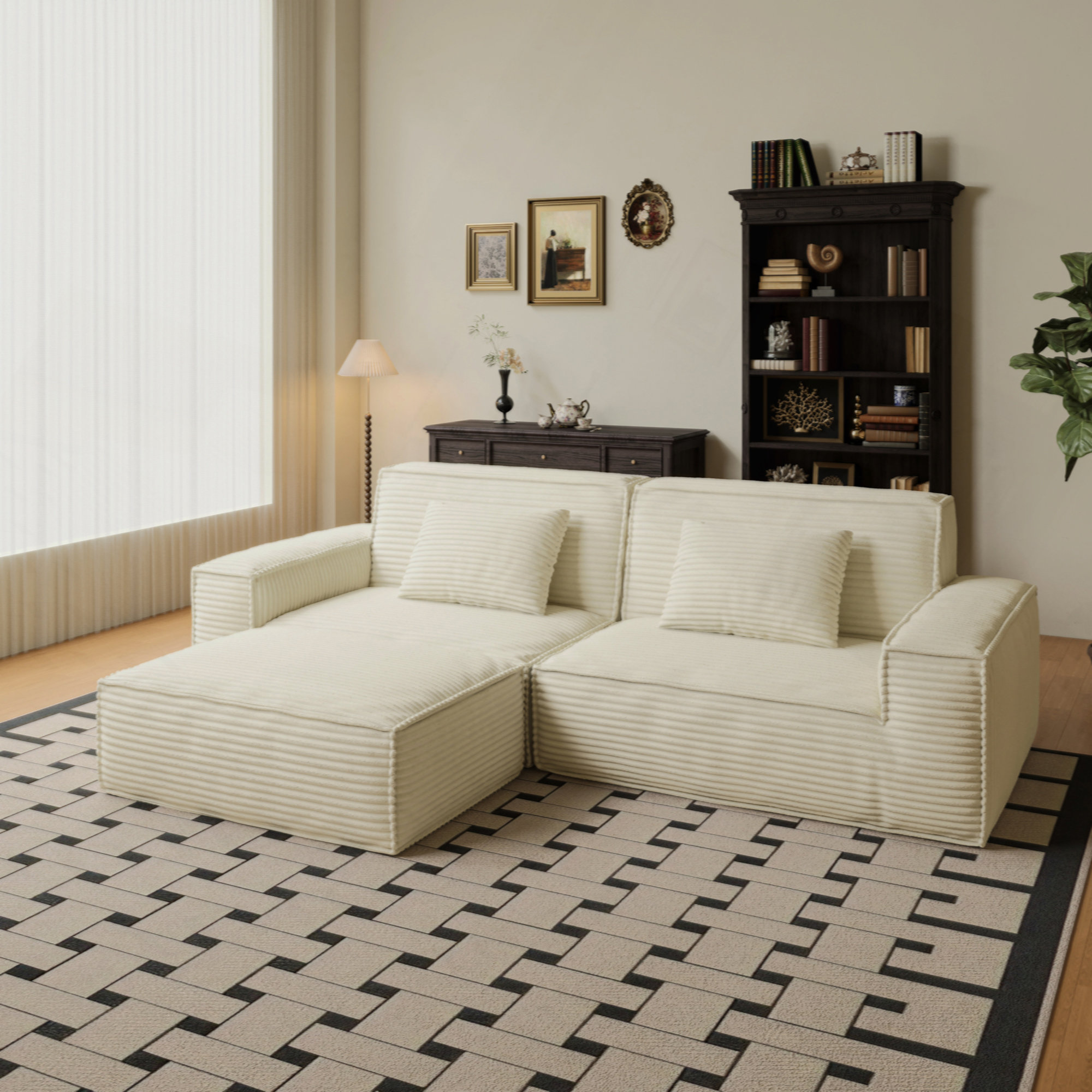 Ivy Bronx Large Striped Compression Sofa, Modern Style, Living Room And ...