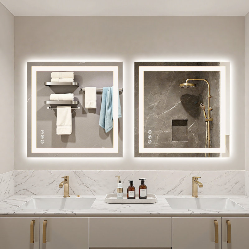 Moxon Anti-Fog Dimmable LED Bathroom Vanity Mirror, 36" x 36"