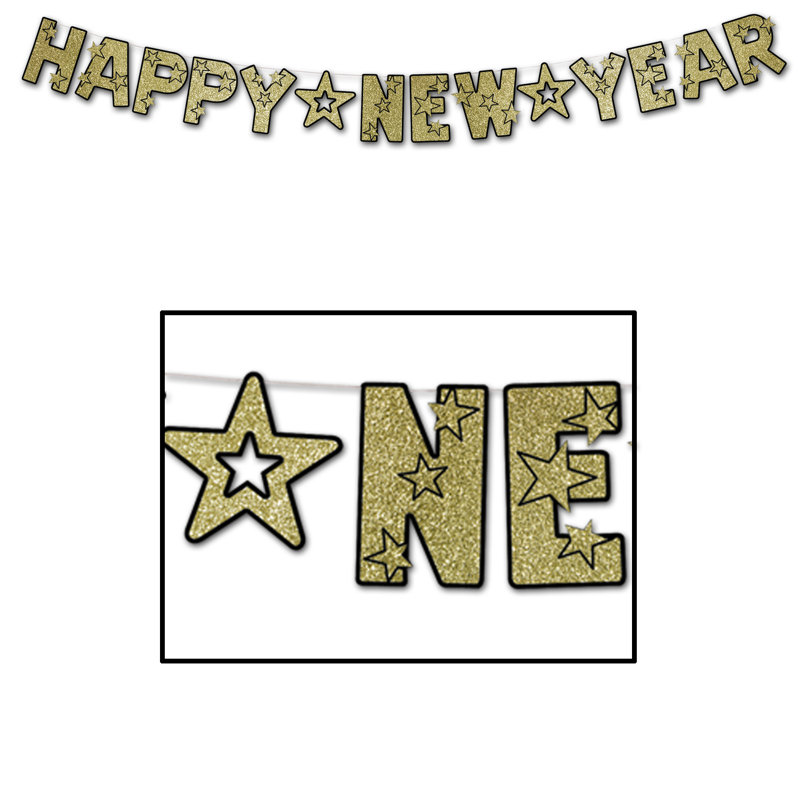 Banderole scintillante Happy New Year, Or