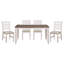 Table de salle à manger 5 pièces - Table rectangulaire en bois et 4 chaises d'appoint rembourrées en tissu gris / blanc / brun