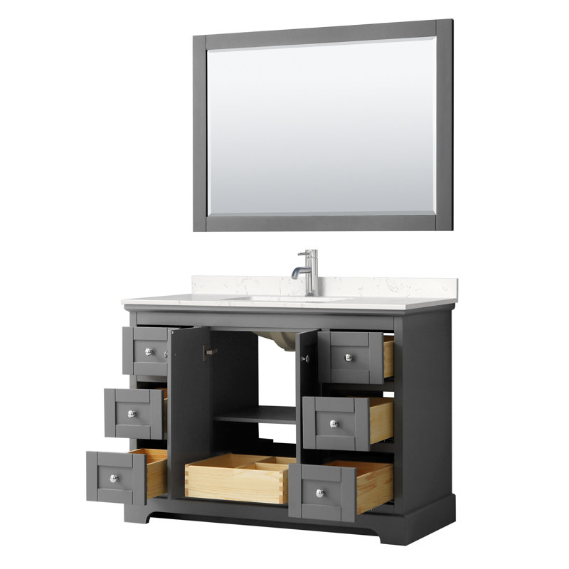 Avery 48'' Dark Gray Single Freestanding Vanity with Carrara Marble Top