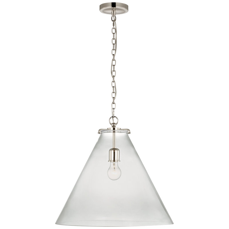 Katie 1 - Light Cone Pendant, Clear, Polished Nickel
