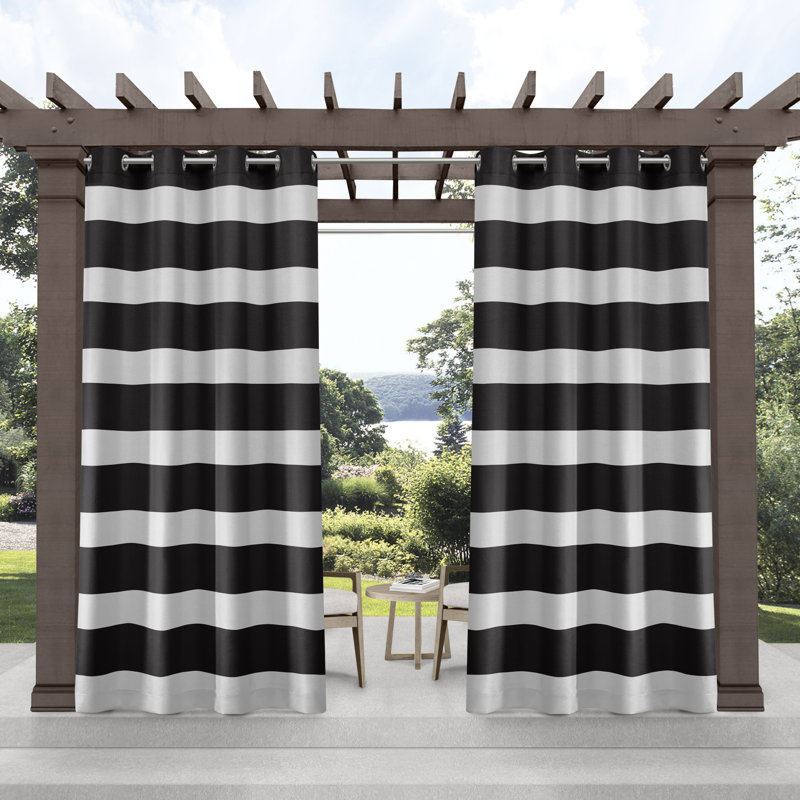 Agim Semi Sheer Curtain Pair, 54" W x 108" L, Black