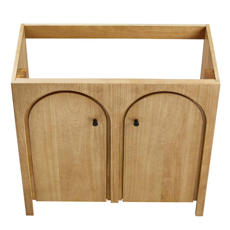 Natural Oak Double Arched Door Freestanding Bathroom Vanity