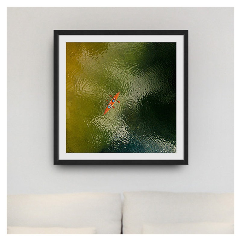 « orange kayak », impression encadrée, H 24 po x l 24 po