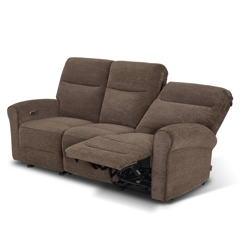 Endrik 87.8" Width zero clearance recliner  Power Reclining Sofa with Flip Down Console and LED Light, 3-Seater Couch for Small Spaces Living Room and RV