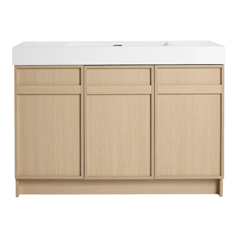 Meuble-lavabo autoportant avec lavabo en résine